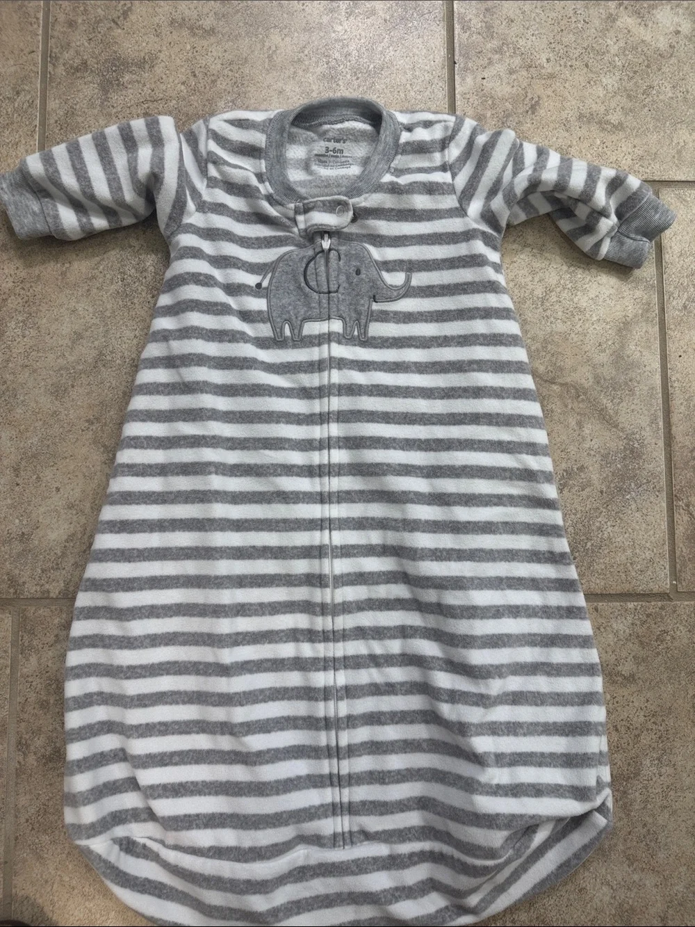 Carter’s Gray and White Striped Elephant Sleep Sack